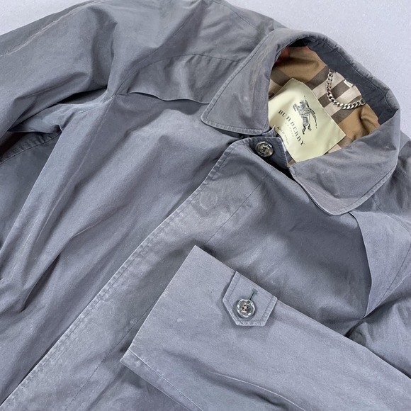 Burberry London Coat Men LG Long Gray Mac Trench Nova Check Lined Made England